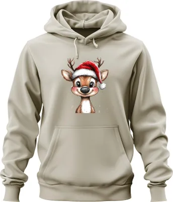 Produktbild von Weihnachtsrentier niedlich Aquarell Kinder Geschenk Vintage Uni Hoodie Kapuzenpullover, Natur, S