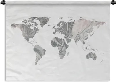 Produktbild von MuchoWow® Wandteppich Wandbehang Weltkarte - Farbe - Grau 90x67.5 cm Tapisserie Dekoration Wandtuch - Fototeppich - Wand-Skulpturen