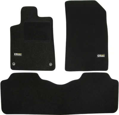 Image de Logo Tapis De Sol Noir Velours Sur Mesure Pour Citroen C5 2001-2008 3pcs, Base Antidérapante, Tapis conducteur renforcé