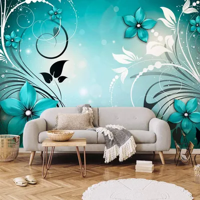 Produktbild von Vlies Fototapete - Turquoise dream 400x280 cm Blumen b-A-0044-a-c