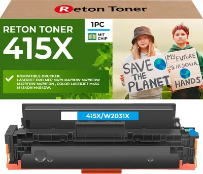 Produktbild von Fachgerecht aufbereitet HP 415X W2031X Toner [ MIT Recycelten Original-CHIP] cyan