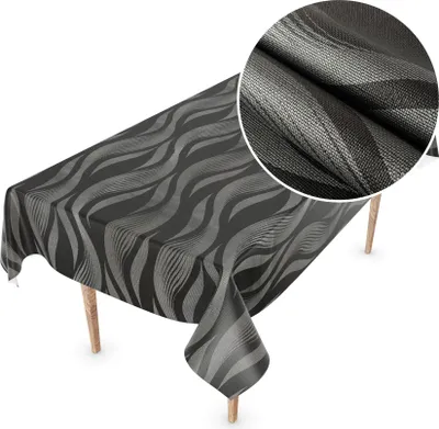 Produktbild von Tischdecke Wachstuch Premium Ornamente Schwarz Robust Wasserabweisend Breite 140 cm Länge 500 cm