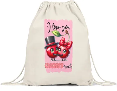 Produktbild von I Love You Cherry Much Lustiger Turnbeutel Geschenk für Kirschen Liebhaber Valentinstag