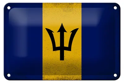 Produktbild von Blechschild Flagge Barbados 18x12cm Flag of Barbados Vintage