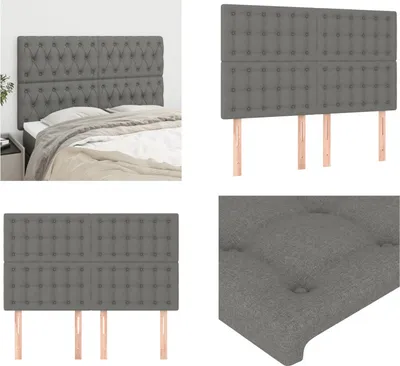 Produktbild von vidaXL Kopfteile 4 Stk. Dunkelgrau 72x5x78/88 cm Stoff - Kopfteil - Kopfteile - Bett-Kopfteil - Bettkopfteil