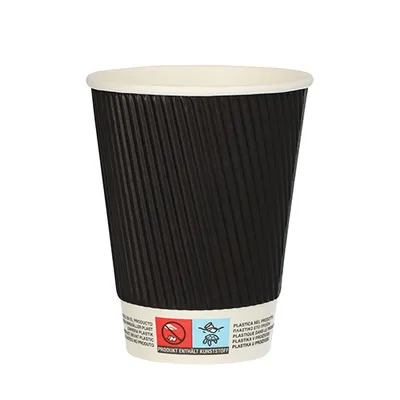 Produktbild von 5000 Pappbecher "To Go" 0,3 l Ø 9 cm · 11 cm doppelwandig Kaffee Glühweinbecher Heißgetränk Ripple Wall