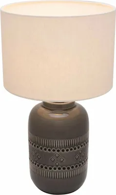 Obrázek produktu pro 48224 Pauleen Gleaming Beauty stolní lampa ručně vyrobená béžově šedá keramika boho vzhled látka E27