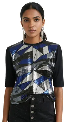 Produktbild von Desigual Mirror Damenbluse mit Pailletten und Rückenausschnitt XL