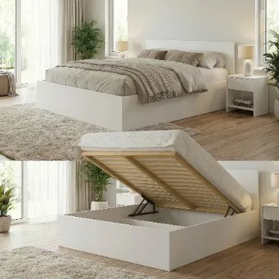Produktbild von Bett mit Lattenrost Jugendbett Doppelbett mit/ohne Matratze Bettkasten , Matratze:mit Matratze, model:120x200cm