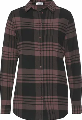 Produktbild von LASCANA Hemdbluse aus weichem Flanell mit Karomuster lila-schwarz-kariert Größe 46