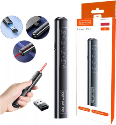 Zdjęcie produktu dla Wskaźnik - wskaźnik laserowy - bezprzewodowy - pilot laserowy - USB - do prezentacji - czarny - do 200 m