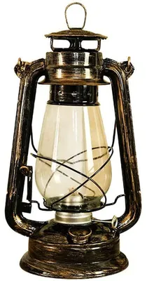 Vintage Sturmlaterne 30 cm Kerosinlampe Retro Tischlampe Bronze