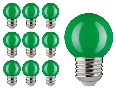 Productafbeelding van Set van 10 LED-lampen, Paulmann, model "Tropfen", 2W, E27 fitting, 230V, groen, decoratieve verlichting