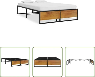 Zdjęcie produktu dla The Living Store Rama łóżka czarny metal 120x200 cm