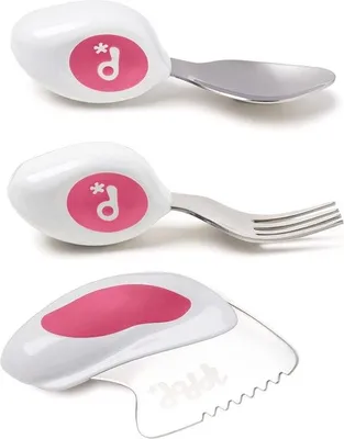 Produktbild von Kinderbesteck-Set, für Kleinkinder und Babys ab 12 Monaten, Kindermesser, Gabel und Löffel, ergonomisches Edelstahlgeschirr, hilft Ihrem Kind, selbstständig zu essen (Himbeerrosa)