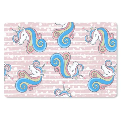 Produktbild von MuchoWow® Schreibtischunterlage Einhorn - Muster - Rosa 60x40 cm - XXL Mauspad - Großes Mauspad
