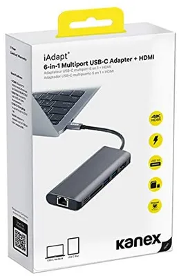 Produktbild von 6-in-1-Multiport-USB-C-Adapter mit HDMI, SD-Kartenleser, PD-Aufladung, Gbit/s-Ethernet-Anschluss für MacBook und iPad Pro
