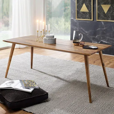 Produktbild von FineBuy Esstisch rechteckig 120 cm Sheesham Massivholz - Design Esszimmertisch für 4-6 Personen - Landhaus Küchentisch - Holztisch Massiv Rustikal