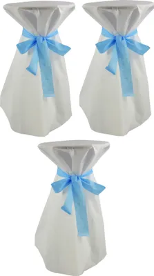 Produktbild von 3 Stück Stehtischhusse 80cm Ø Sensalux,  weiß, Schleifenband hellblau