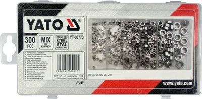 Productafbeelding van Yato YT-06773 Set zeshoekmoeren, sorteerbox, roestvrij staal, 300 stuks, roestvrij staal, M3-M10