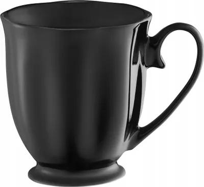 Obrázek produktu pro Černý matný porcelánový hrnek 300 ml na podstavci, do myčky a mikrovlnné trouby