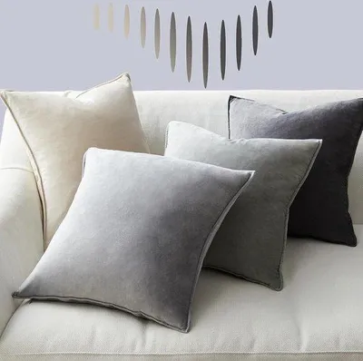 Produktbild von Unyqoos® Kissenbezüge 50 x 50 cm – 4er-Set Samt Grau, dekorative Kissenhüllen mit verdecktem Reißverschluss für Sofa, Wohnzimmer & Schlafzimmer
