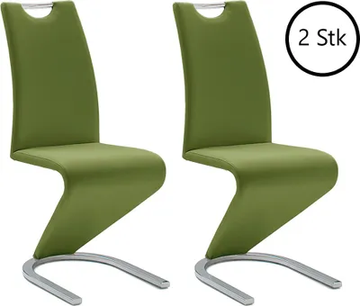 Produktbild von Esszimmerstuhl >Pupik I< (2er Set) in olive aus Metall - 45x102x62cm (BxHxT)