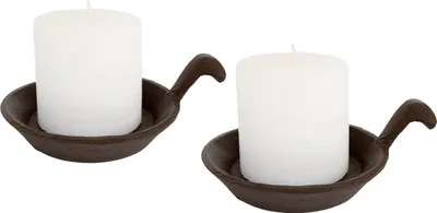 Image de Plat à bougie en fonte marron foncé 12 cm - Set de 2 - Décoration Support de bougie pour bougies bout à bout
