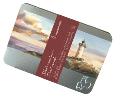 Zdjęcie produktu dla Pocztówki akwarelowe Hahnemühle metalowe pudełko matowe 10x15cm 230g 30szt