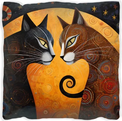 Produktbild von Wallario Premium Kissen, weiche Oberfläche, mit Motiv Katzen im Mondlicht, Größe: 30 x 30 cm, mit weißer Rückseite