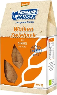 Produktbild von Erdmannhauser ErdmannHAUSER demeter Wolken Zwieback aus Dinkel mit Anis -- 200g