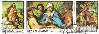 Produktbild von Briefmarken Ras al Chaima 1970 Mi 399A-401A Dreierstreifen (kompl.Ausg.) gestempelt Weihnachten