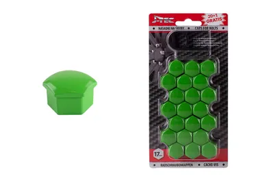 Obrázek produktu pro Sada krytek šroubů kol 17 mm - zelená