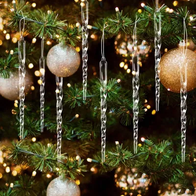 Acryl Eiszapfen Weihnachtsbaumschmuck, 30 Stück, transparent