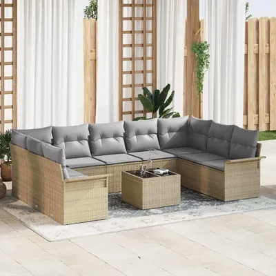Image de Maison Exclusive - Ensemble de canapé de jardin 10 pcs Noir polyrotin