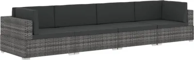 Obrázok produktu pre vidaXL 4-dielna záhradná sedacia súprava s vankúšmi Poly Rattan Grey