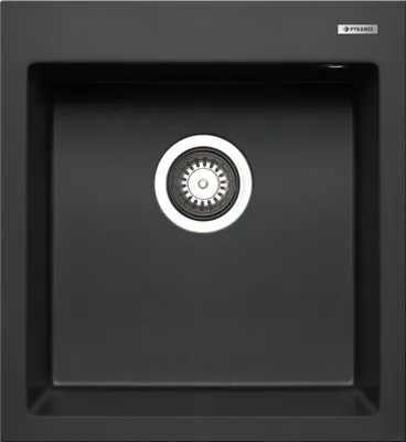 Produktbild von PYRAMIS Spüle ISTROS 46x50 in GRAPHITE CARBON mit Excenterbedienung / Granitspüle / Steinspüle / Ausschnitt 440 x 480 mm