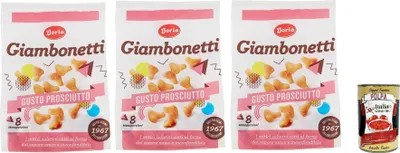 Produktbild von Doria Giambonetti Prosciutto, Herzhafter, im Ofen gebackener Schinkengeschmack, 3x 320 g + Italian Gourmet polpa 400g