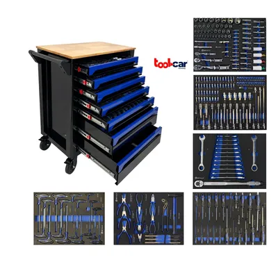 Produktbild von Toolcar Metallo Werkzeugwagen Werkstattwagen mit Holzplatte