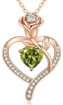 Produktbild von Halskette Damen Rosegold Herz Sterling Silber 925 Geburtsstein Anhänger Schmuck Geschenk