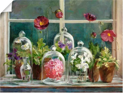 Produktbild von ARTland Poster Lila Mohnsammlung am Fenster Größe: 60x45 cm
