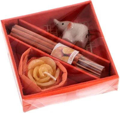 Produktbild von Räucher & Duftset, Thailändische Räucherstäbchen, Geschenk Set - Orange, Orange, 2*10*10 cm, Räucherstäbchen & Sets aus Thailand