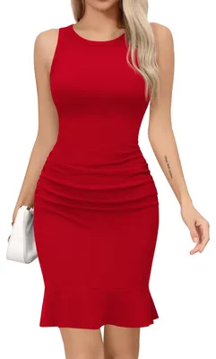Produktbild von Sommerkleid, Mini-Länge - Rundhalsausschnitt, ärmellos, rot