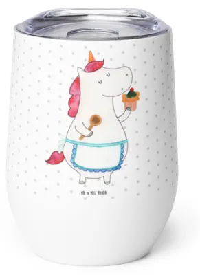 Produktbild von Mr. & Mrs. Panda Thermo Becher Einhorn Küche - Weiß - Geschenk, glühwein tasse, Torte, Einhörner, thermosbecher, kaffee, Unicorn, Muffin, Thermobecher, Isolierbecher