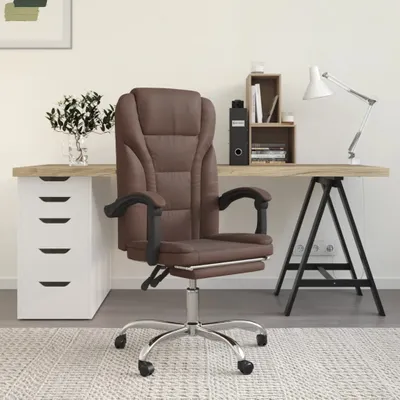 Immagine prodotto di The Living Store Sedia da ufficio con funzione reclinabile in Pelle finta marrone