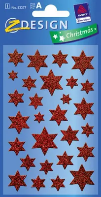 Produktbild von Avery Zweckform Sticker Weihnacht Sterne rot 52277