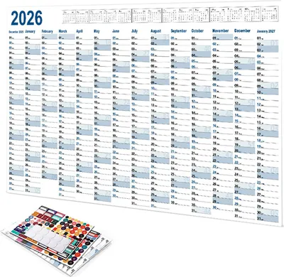 Produktbild von Wandkalender 2026 auf (74,2 x 52,5 cm) gefaltet Klassisch blau + Jahreskalender A4, Wandkalender, nachhaltig und klimafreundlich