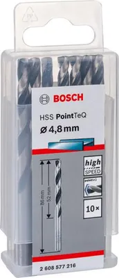 Produktbild von Metallspiralbohrer HSS PointTeQ, DIN 338, 4,8 mm, 10er-Pack