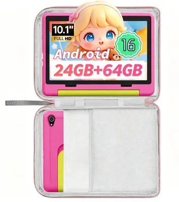 Obrázok produktu pre JENBIZZ Detský tablet 10'' s operačným systémom Android 16, 24 (3+21) GB RAM, 64 GB úložiska, batériou 6000 mAh, detským režimom a ochranným puzdrom