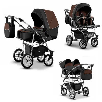 Produktbild von Zwillingskinderwagen 4 in 1 City Twin inkl. Autositze - 15 Teile -  in 19 Farben